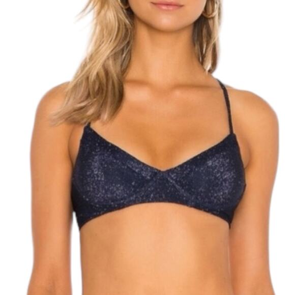 PQ Swim Other - PQ Swim Top Medium Evie Sapphire Underwire Bikini Bralette Sparkle Strappy PilyQ